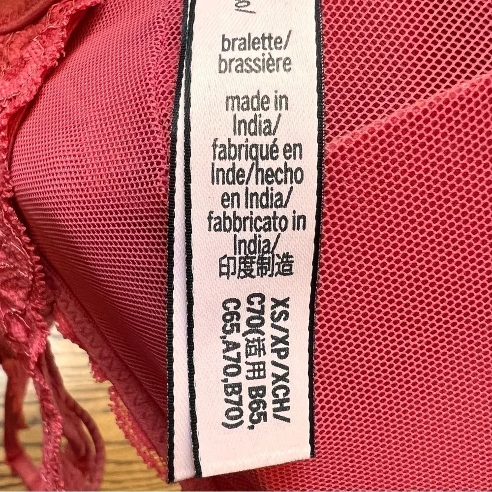 VICTORIA'S VS SECRET PINK Lace Racerback Unlined Pad Bralette Bra Coral Size XS